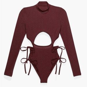 NWT Savage x Fenty Sparkly Bodysuit in Red Cocoa | Size XL